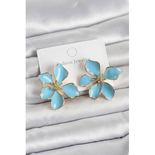 Mavi Mineli �i�ek Model Pirin� Kad�n K�pe