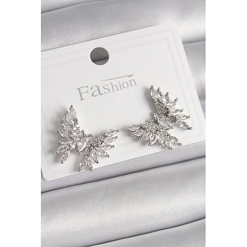 Pirin� G�m�� Renk Zirkon Ta�l� Kelebek Model Kad�n K�pe