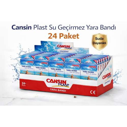 Cans�n Plast Su Ge�irmez Yara Band� 10'lu 24 Paket Waterproof First Aid Plaster