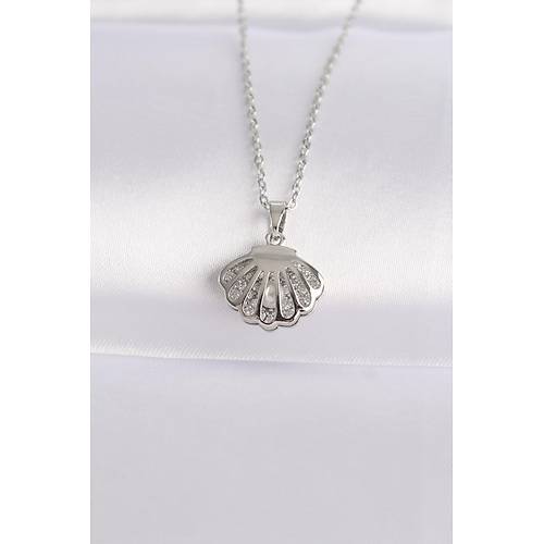 316L �elik Zincir G�m�� Renk Zirkon Ta�l� �nci Detay �stiridye Kolye