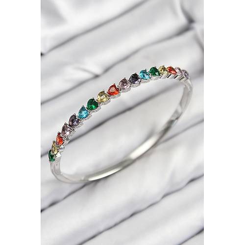 Pirin� Renkli Zirkon Ta�l� Kalp Model G�m�� Renk Kad�n Kelep�e