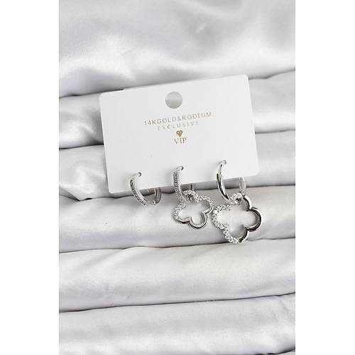 Yonca Model G�m�� Renk Pirin� 3'l� Kad�n K�pe Seti