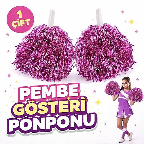1 �ift ( 2 Adet ) Pembe Renk 23 Nisan 19 May�s 29 Ekim Okul G�steri Ponponlar� Ekstra Dolgun