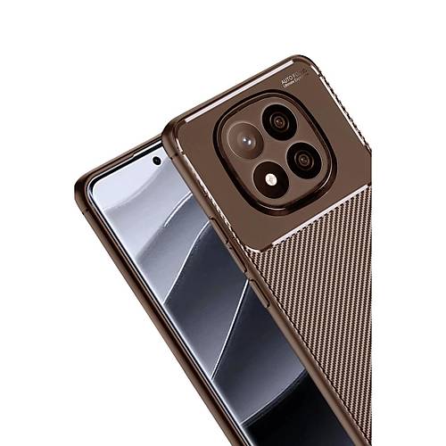 Redmi Note 14 Pro Plus K�l�f Auto Focus Karbon Kapak - Kahverengi