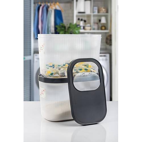 2'Li 10 LT Multibox Kayar Kapakl� Saklama Kab� & Erzak Kab� & Toz Ve Tablet Deterjan Kutusu ( ET�KET HED�YEL� )