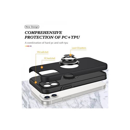 iPhone 12 K�l�f Elit Y�z�kl� Kapak - Siyah