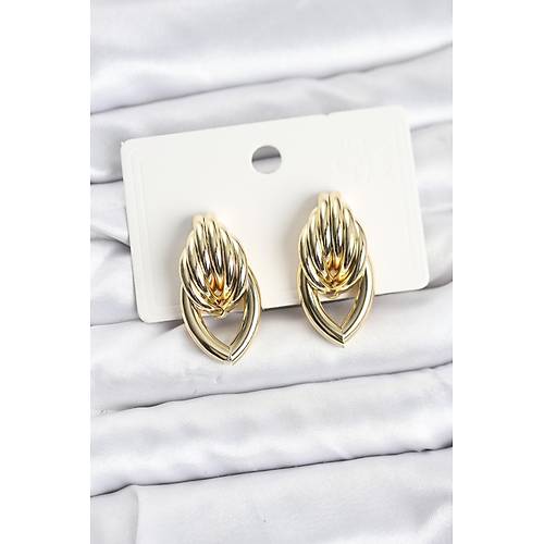 Pirin� Gold Renk Sarmal Damla Model Vintage Kad�n K�pe