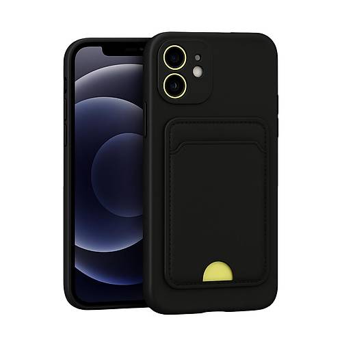 iPhone 11 K�l�f Kelvin Kartvizitli Silikon - Siyah