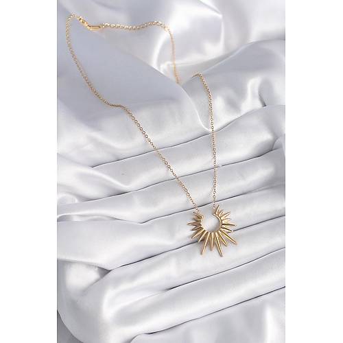 316L �elik Gold Renk G�ne� Model Vintage Kad�n Kolye