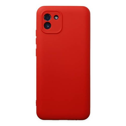 Galaxy A03 K�l�f Nano i�i Kadife Silikon - K�rm�z�