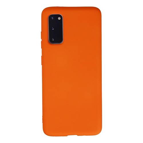 Galaxy S20 K�l�f Nano i�i Kadife Silikon - Turuncu