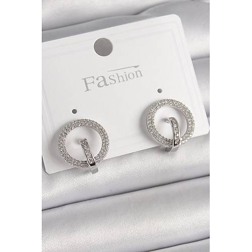 Pirin� G�m�� Renk Zirkon Ta�l� Halka Model Kad�n K�pe