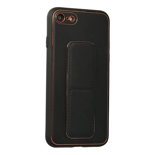 iPhone 7 K�l�f Coco Deri Standl� Kapak - Siyah