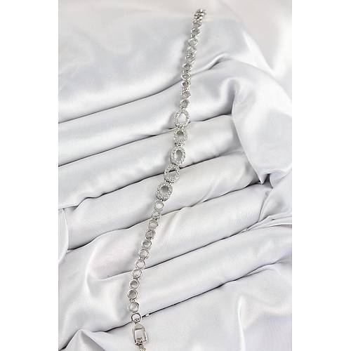 Pirin� Zirkon Ta�l� Oval Model G�m�� Renk Kad�n Bileklik