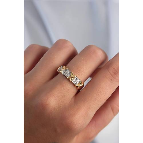 Pirin� Ayarlamal� G�m�� Renk Zirkon Ta�l� XOXO Model Y�z�k