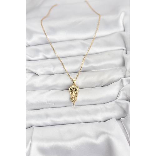 316L �elik Zincir Gold Renk Deniz Anas� Model Zirkon Ta�l� Kad�n Kolye