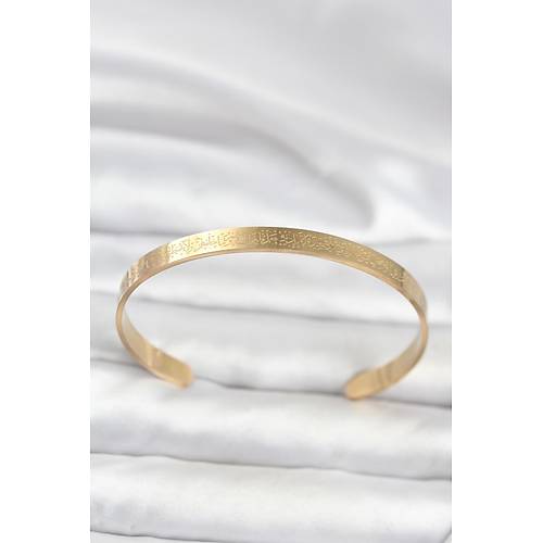 316L �elik Gold Renk Ayetel K�rsi Yaz�l� Bileklik