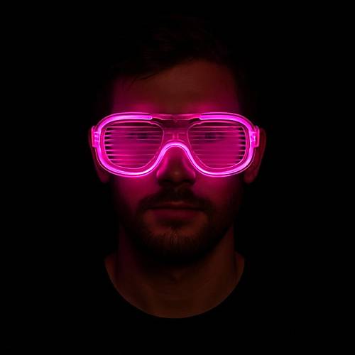 Pembe Led I��kl� Parti G�zl��� - Neon Glow �erit G�zl�k 3 Modlu