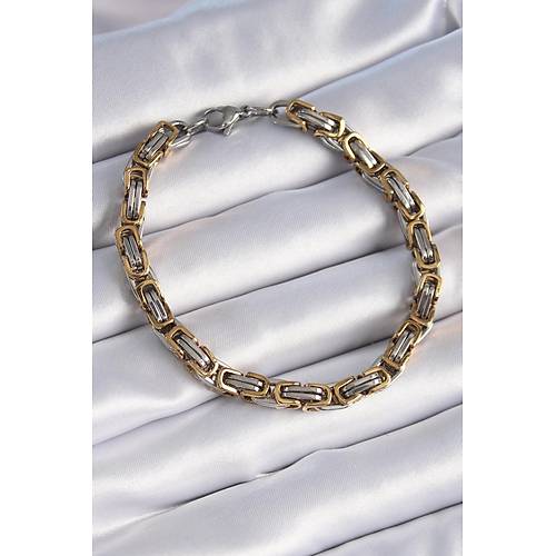 316L �elik G�m�� Gold Renk Kral Zincir Model Erkek Bileklik