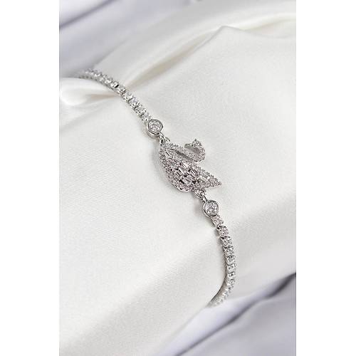 Pirin� Zirkon Ta�l� Ku�u Model G�m�� Renk Kad�n Bileklik