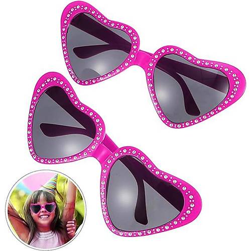 Kalp �ekilli Ta�l� Parti G�zl��� Pembe Renk 6x16 cm