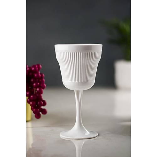 Akrilik Beyaz Tekli Kadeh & Su Me�rubat Kahve Yan� Barda�� 300 ml ( Cam De�ildir )