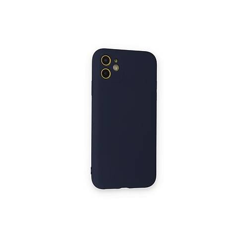 iPhone 12 Mini K�l�f Nano i�i Kadife Silikon - Lacivert