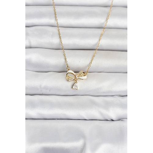 316L �elik Zincir Gold Renk Fiyonk Model Kad�n Kolye