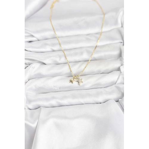 Pirin� Gold Renk Y�ld�z Minimal Kad�n Kolye