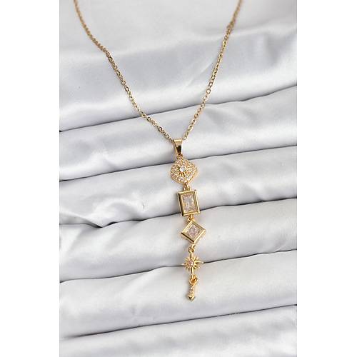316L �elik Zincir Gold Renk Kutup Y�ld�z� Enerji Model Kad�n Y Kolye