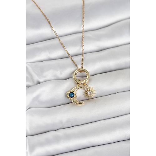 316L �elik Gold Renk Gece G�nd�z Tema Charml� Kad�n Kolye