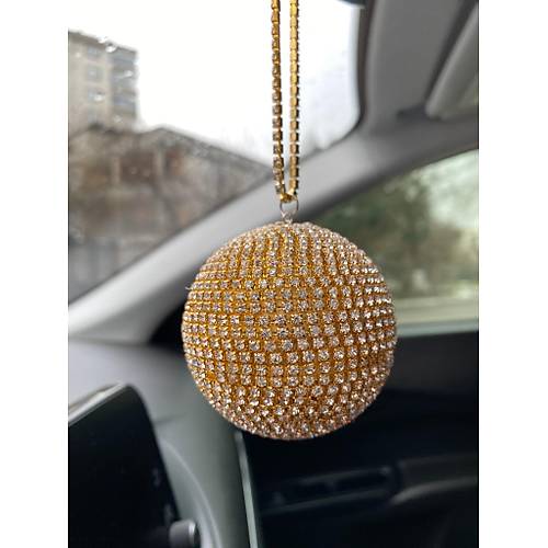 Kristal Ta�l� Disko Topu Dikiz Ayna S�s� K���k 6cm Alt�n