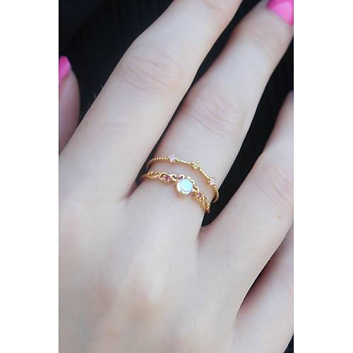 Gold Renk Zirkon Ta�l� Ta� Model Kad�n Y�z�k