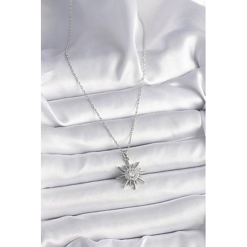 316L �elik G�m�� Renk Zincir Zirkon Ta�l� G�ne� Model Kad�n Y�z�k