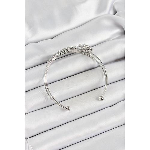 Pirin� G�m�� Renk Zirkon Ta�l� Yonca Model 2'li Kad�n Bileklik