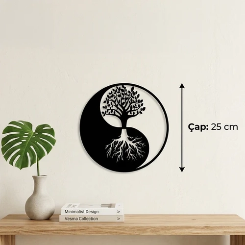 Yin Yang Hayat A�ac� Duvar Tablosu MDF Lazer Kesim Modern Spirit�el Duvar S�s�