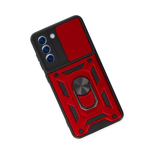Galaxy S21 FE K�l�f Pars Lens Y�z�kl� Silikon - K�rm�z�