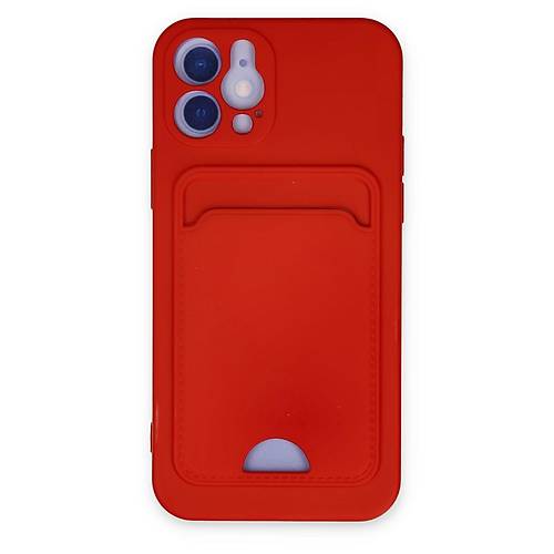 iPhone 12 K�l�f Kelvin Kartvizitli Silikon - K�rm�z�