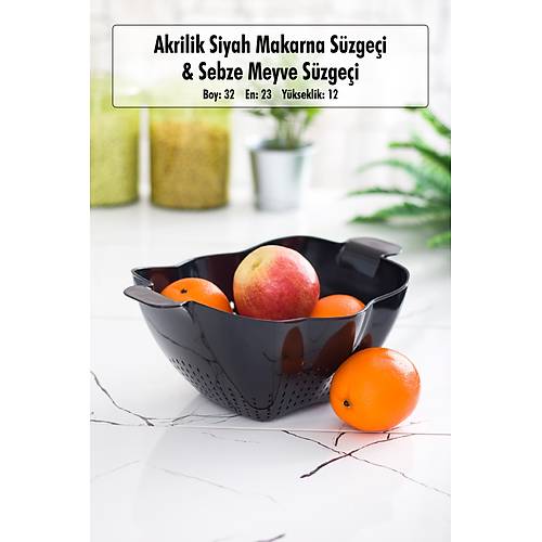 Akrilik Siyah Makarna S�zge�i & Sebze Meyve S�zge�i Siyah (32 * 23 Cm)