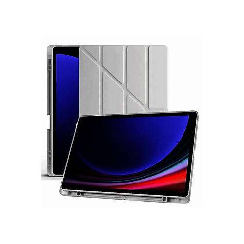 Galaxy X610 Tab S9 FE Plus 12.4 K�l�f Kalemlikli Mars Tablet K�l�f� - Koyu Gri
