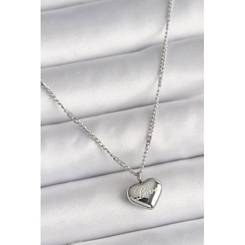 316L �elik G�m�� Renk Zincir Love ��leme Kalp Fig�r Kad�n Kolye