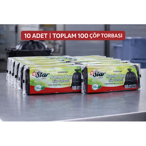 Star Plus End�striyel Jumbo Boy At�k Po�eti 80x110 cm 10lu Dayan�kl� Sanayi Tipi At�k Torbas� 10 Adet