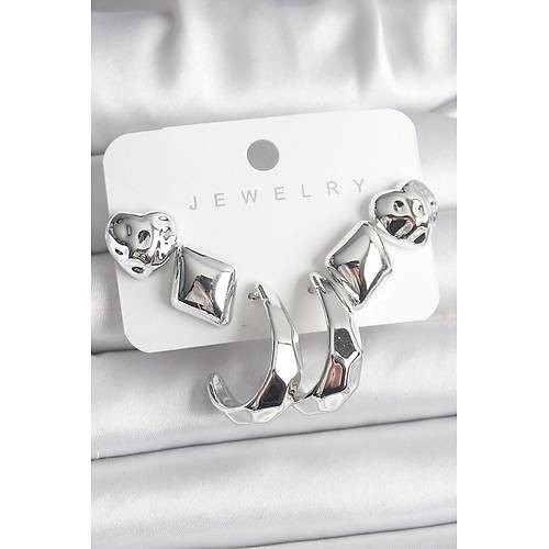 G�m�� Renk Kalp Halka Fig�r CCB Plastik Kad�n K�pe Seti