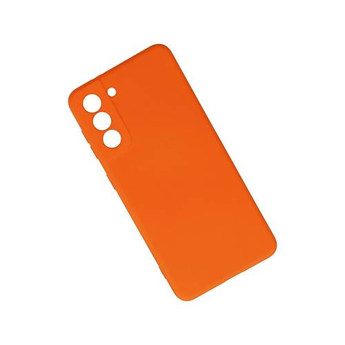 Galaxy S21 K�l�f Nano i�i Kadife Silikon - Turuncu