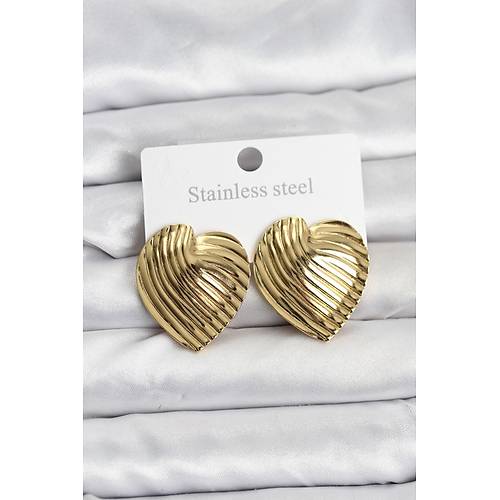 316L �elik Gold Renk Kalp Model Kad�n K�pe