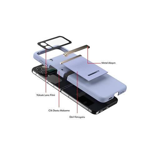 Galaxy Z Flip 3 K�l�f Belt Flip Kapak - Siyah