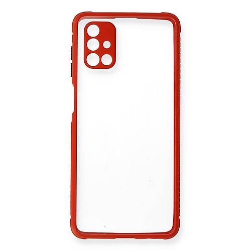 Galaxy M51 K�l�f Miami �effaf Silikon - K�rm�z�