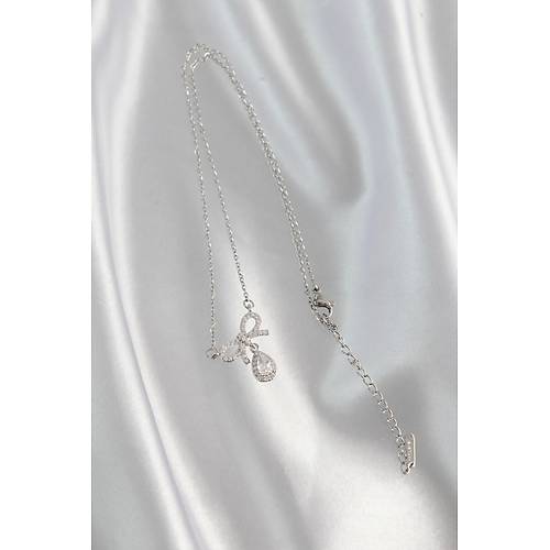 316L �elik G�m�� Renk Zirkon Ta�l� Fiyonk Detay Damla Kolye