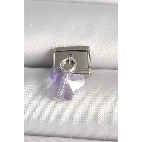 316L �elik G�m�� Renk Mor Zirkon Ta�l� Nomination Charm