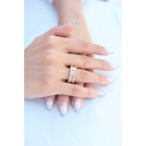 Zirkon Ta�l� Baget Gold Renk Kad�n Y�z�k